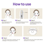 Step-by-step guide on how to use a facial device with illustrations and text.